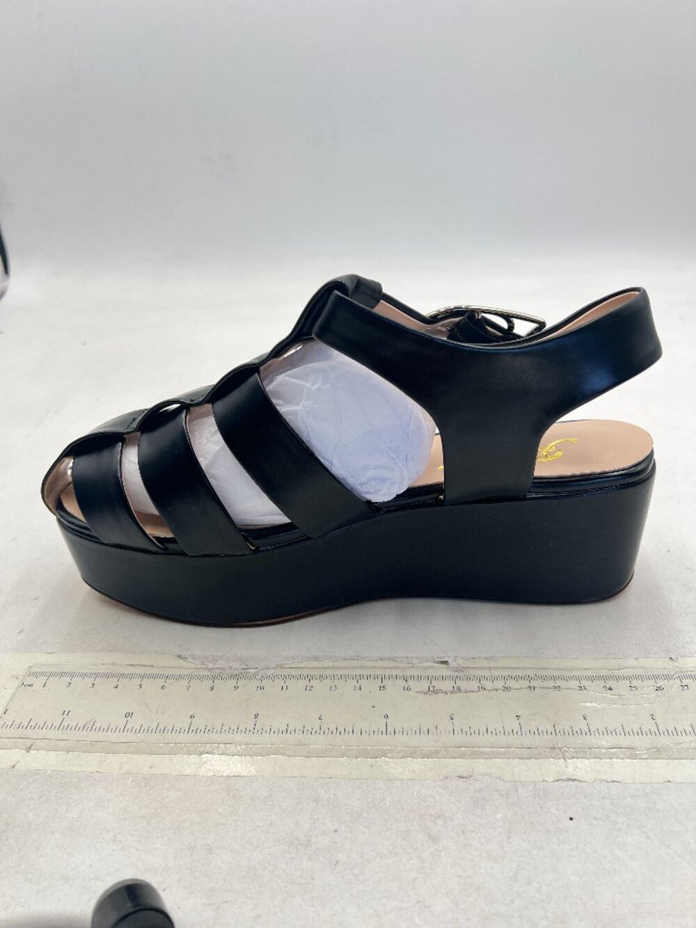 FOWT Black Square Toe Gladiator Sandals Ankle Strap Wedge Mid Heels Stable Shoes - Picture 2 of 8